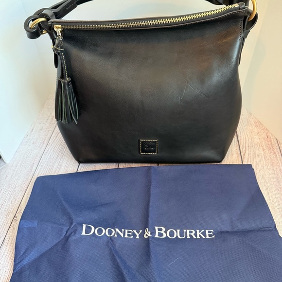 DOONEY & BOURKE Florentine Black Twist Strap Zipper Hobo Bag Purse - Picture 12 of 12
